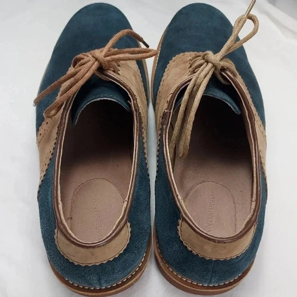 Land's End Mens Tan Leather and Blue Suede Lace Shoes Size 9 - Picture 11 of 14